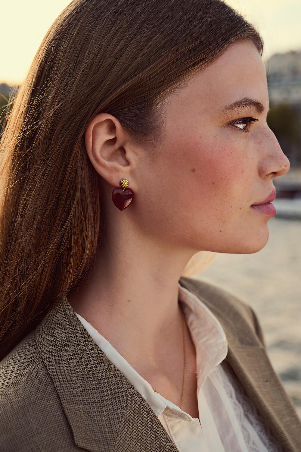 Rosy Heart øreringe - Maroon